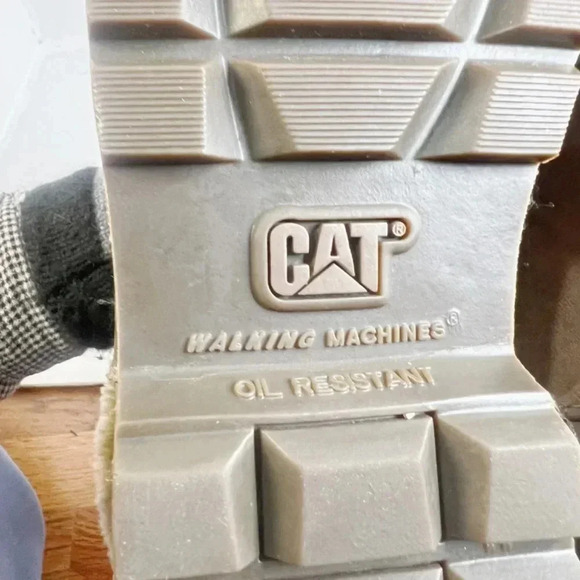 Like New CAT Caterpillar Women's Tan Leather Work Boots Size 10 - Picture 7 of 12